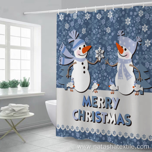 Christmas digital prinitng non-perforated shower curtain